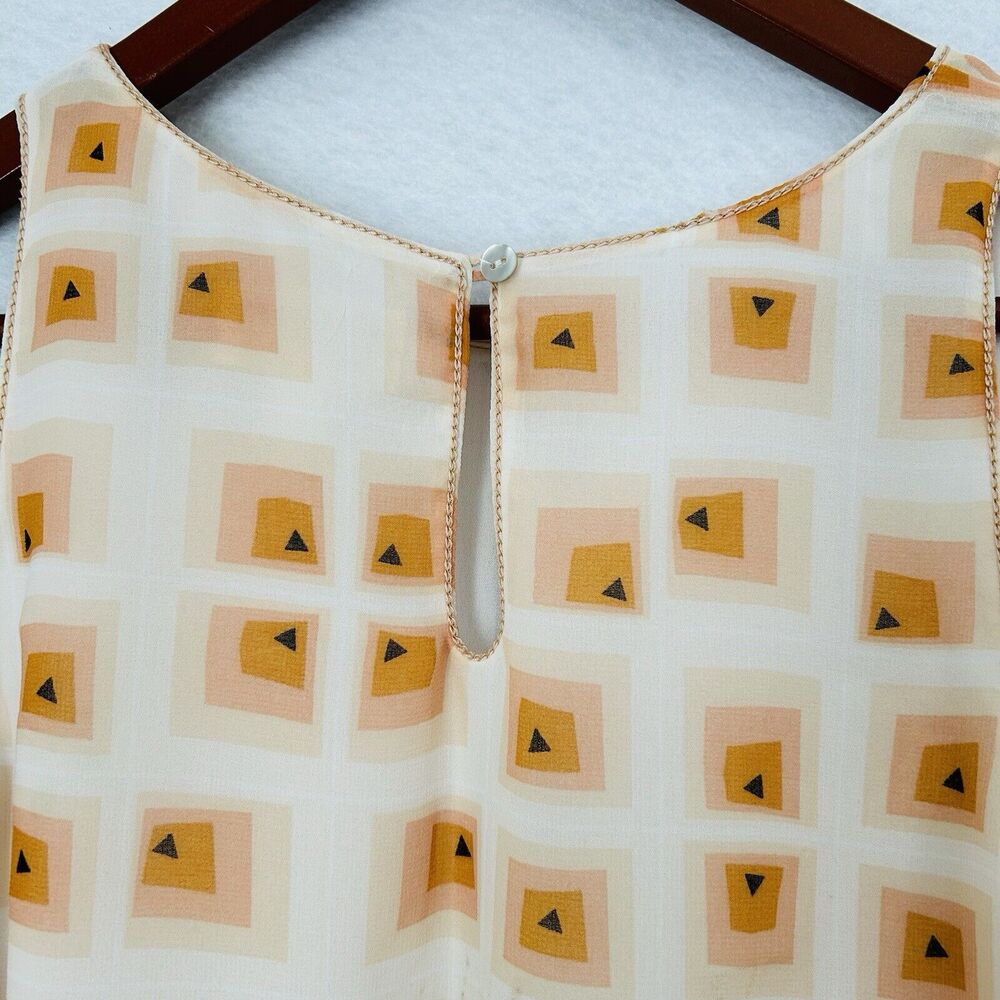 Max Studio Specialty Product Top Women S Black Beige Peach Geometric Vacay Retro - Picture 11 of 13
